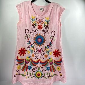 Sister Mary Mexican-Inspired Cotton Linen Embroidered Dress, S